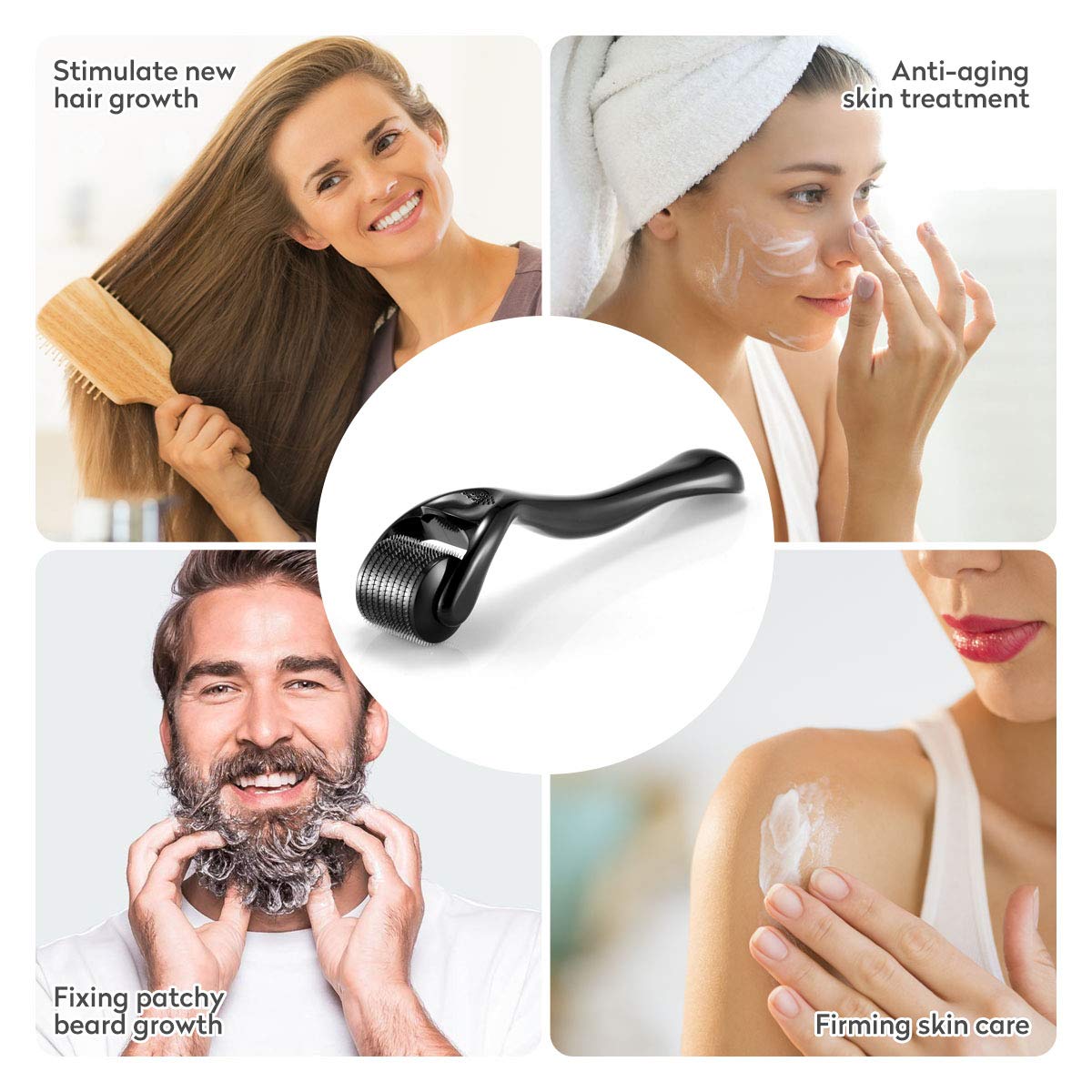 Derma Roller for Skin,Beard & Hair 0.2mm\0.25mm\0.3mm needle- Micro Face Roll Tool 540 Needles for Facial,Body & Hair Growth