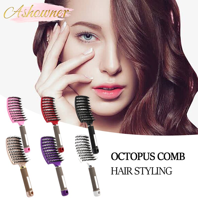 Detangle Hairbrush Women Hair Brush Massage Comb Brush for Hair Hairdressing Tools Curly Wet Combing Brushes Barber Hair Comb