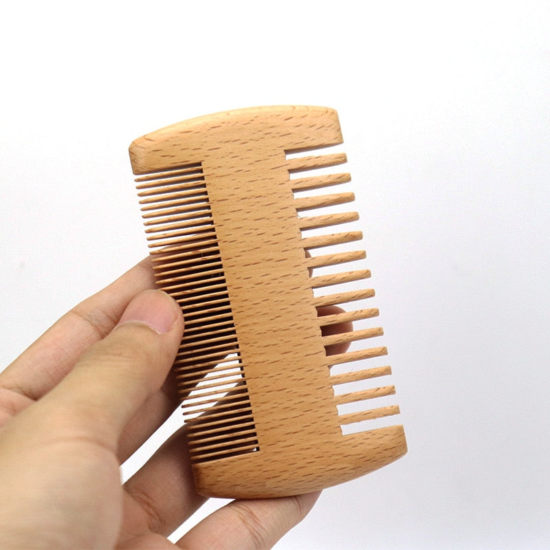 RIRON Custom Logo Wood Beard Brush And Comb Set For Men Gift Mustache Care Tool