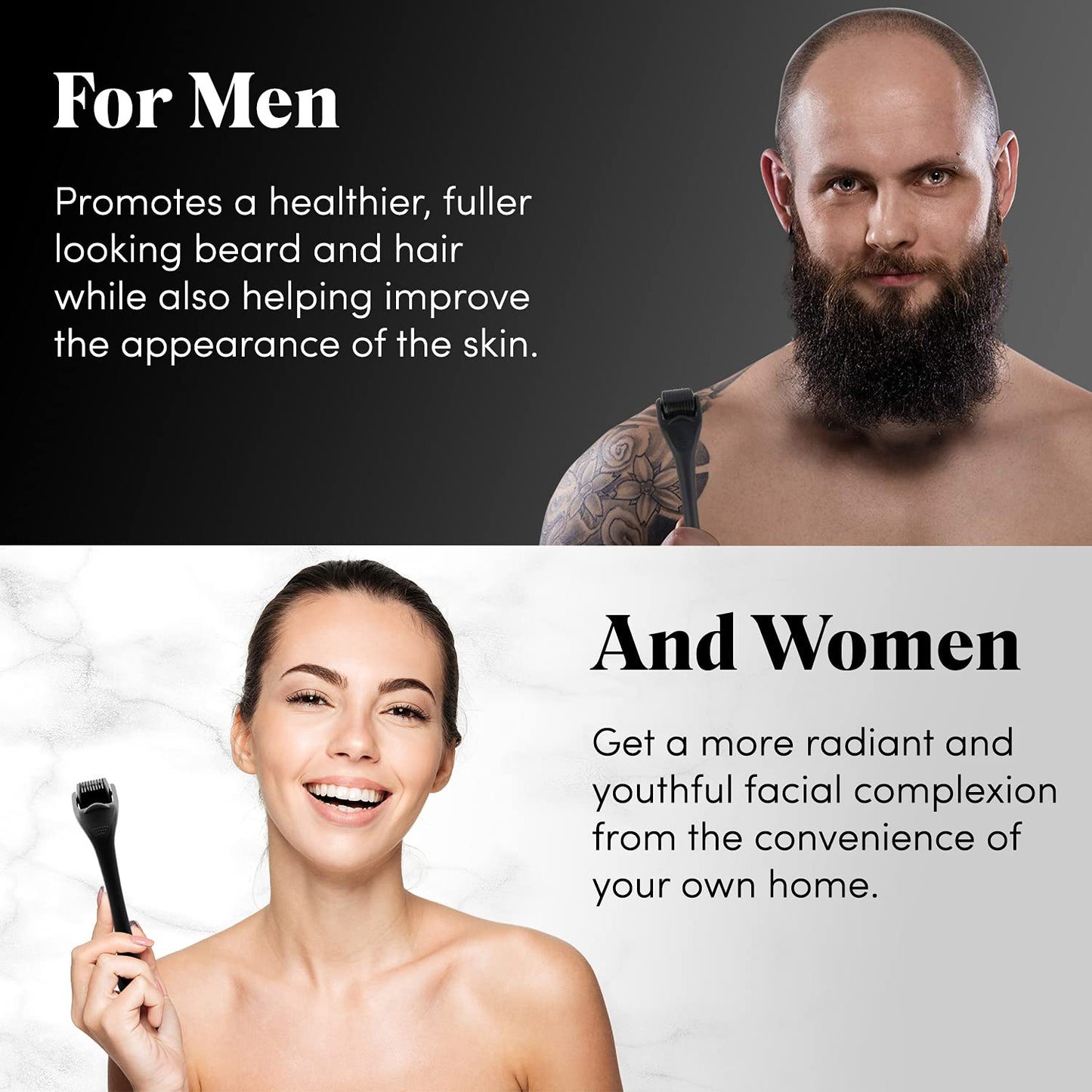 Derma Roller for Skin,Beard &amp; Hair  0.2mm\0.25mm\0.3mm needle- Micro Face Roll Tool 540 Needles for Facial,Body &amp; Hair Growth