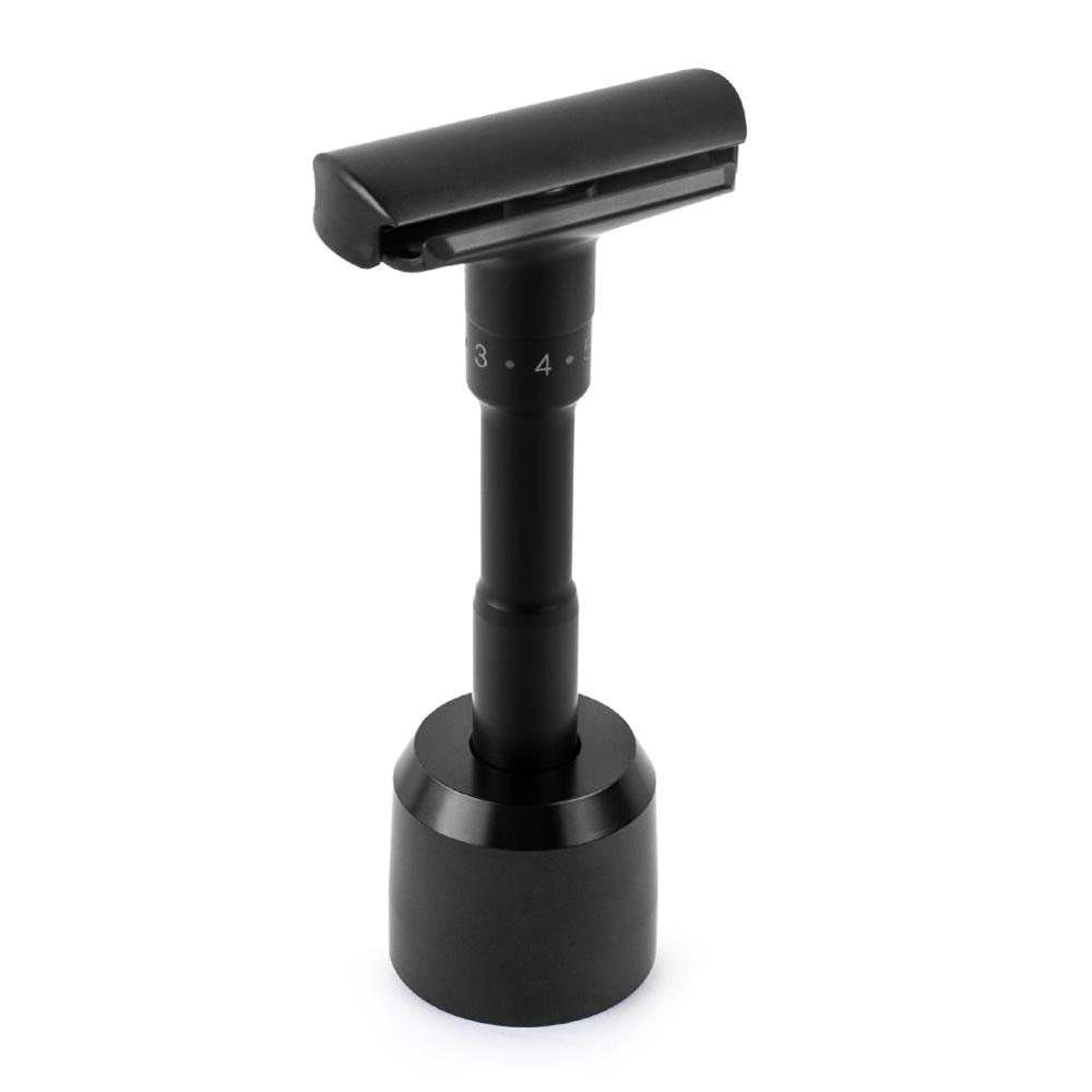 QShave Luxurious Black Adjustable Safety Razor kit  Men's Shaving kit Holder + Razor + Blade Disposal Case +15 Blades set