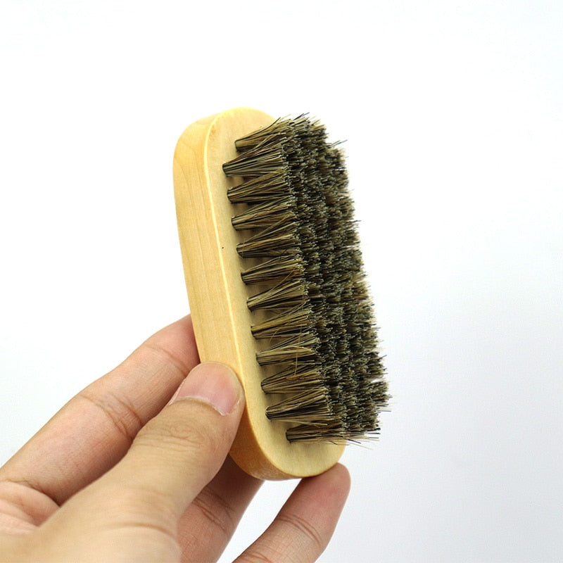 RIRON Custom Logo Wood Beard Brush And Comb Set For Men Gift Mustache Care Tool